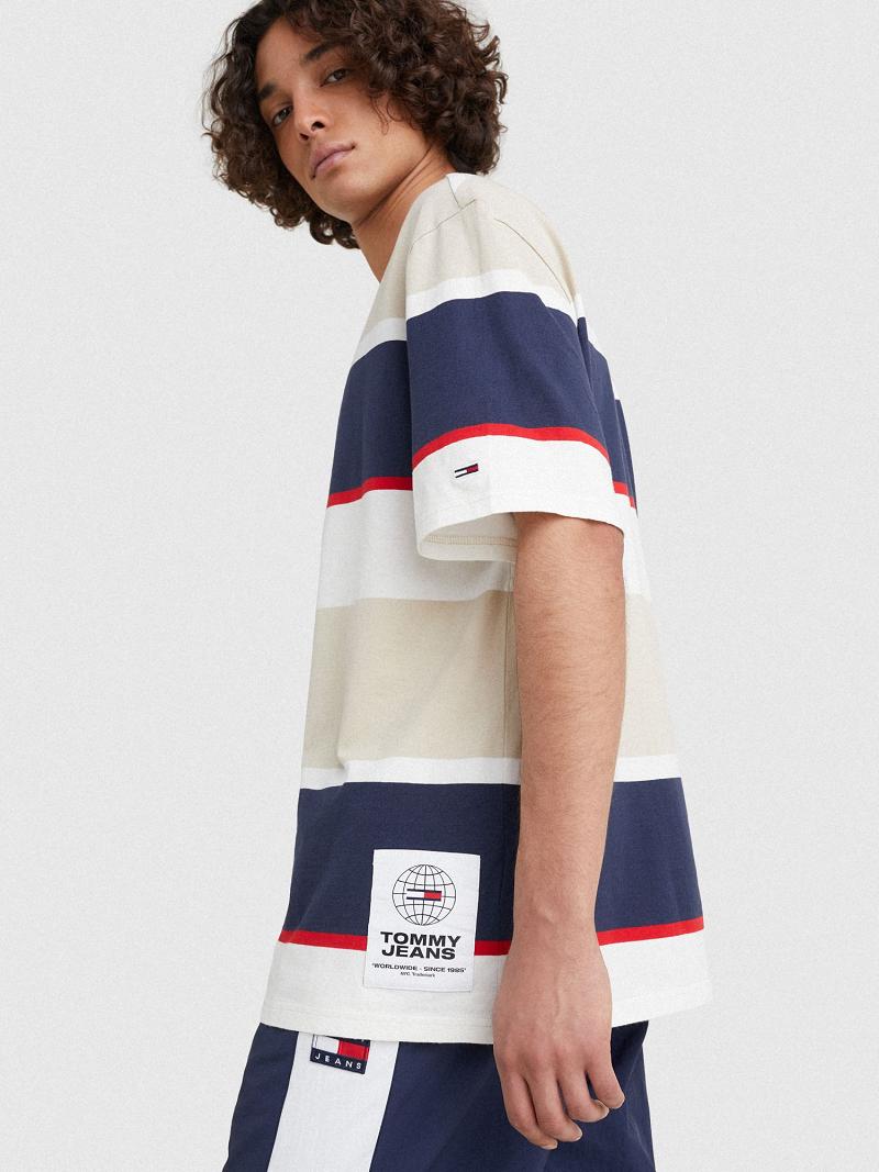 Férfi Tommy Hilfiger Bold stripe Póló Barna Színes | HU 792QMA